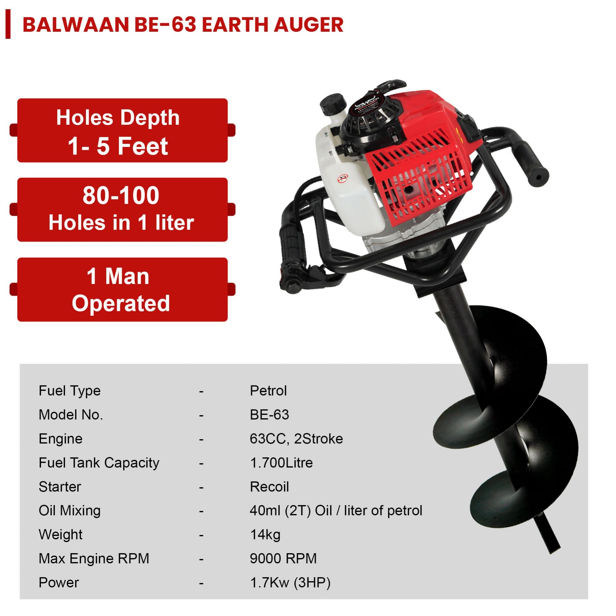 BE-63 EARTH AUGER WITH 8' and 12' Planter