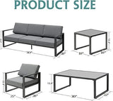 5 Piece Powder Coated Frame Outdoor Sofa With Side Table