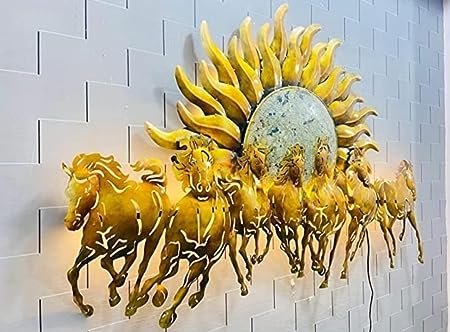 Running Sun Horses LED Light Metal Wall Art