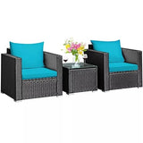 Set of 3 Outdoor Garden Sofa With Glass Table
