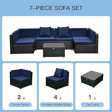 6 Single Seater Sofa With Glass Table