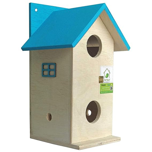 Beautiful Duplex Wooden Bird House Nest Box for Sparrow and Garden Birds
