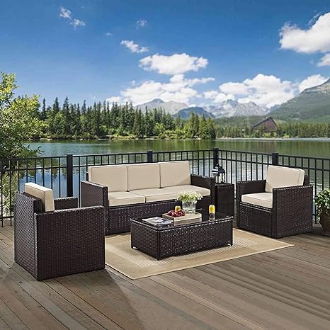 Outdoor Wicker 5-Piece Seating Set With Table