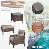 Set of Outdoor Sofa With Cushion & Glass Table