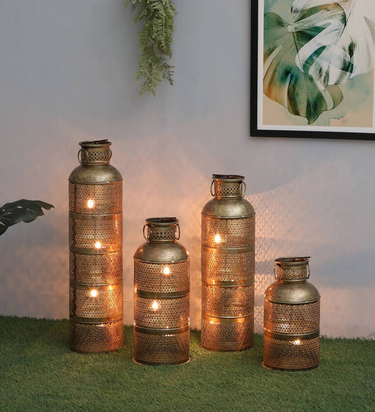 Decorative Pot Set of 4 Multicolour Metal Table Tea Light Holder