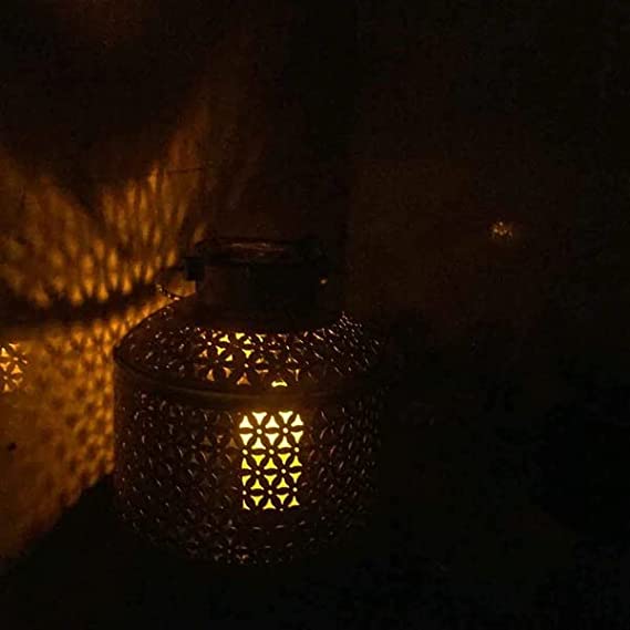 Naturals Export Antique Hanging Lantern/Lamp with T-Light Candle Holder (14 Inches)