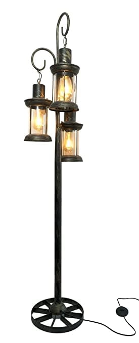 Naturals Export Bright Rustic Iron Floor Lamp with 3 Shades