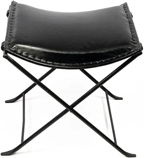 Naturals Export Handmade Leather Butterfly Folding Chair with Powder Coated (Dark Brown) - 17x19x18 Inches