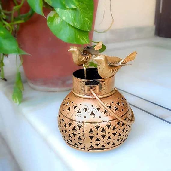 Naturals Export Bird Design Hanging Lantern/Lamp with T-Light Holder (10 Inches)