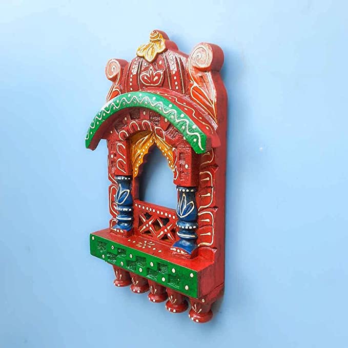 Naturals Export HandPainted Wooden Wall Hanging Jharokha Frame (Multicolor) 10 Inches