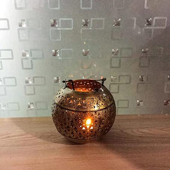 Naturals Export Antique Decorative Hanging Lantern/Lamp with T-Light Stand (7 Inches)