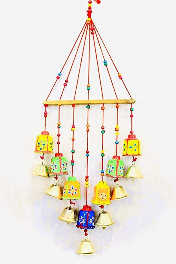 Naturals Export Handcrafted Round Bells Design Wood Windchime (Pair of 2)