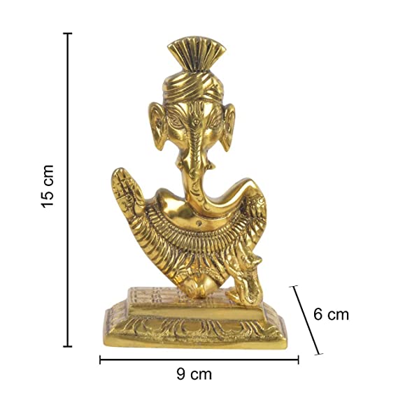 Naturals Export Lord Ganesh Sitting Brass Statue - God of Luck & Success