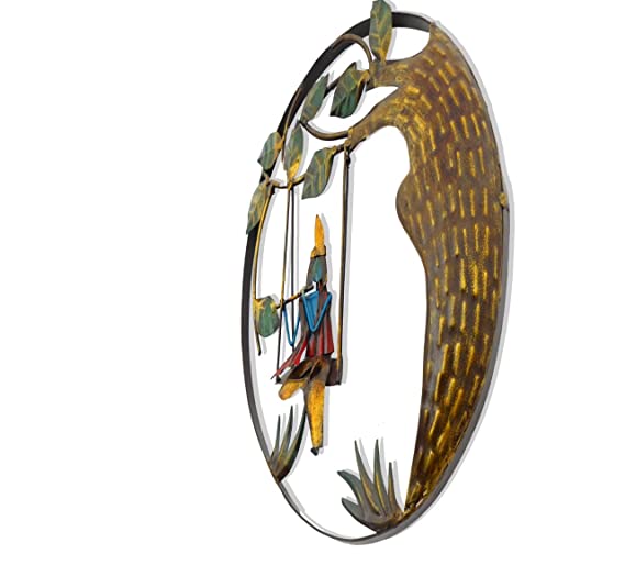 Orbit Art Gallery Lord Krishna Playing Flute in Swing Wall Hanging Decor