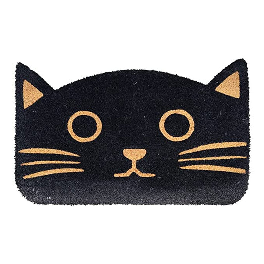 Mats Avenue Cat Shaped Black Coir Doormat (50x80cm), Large
