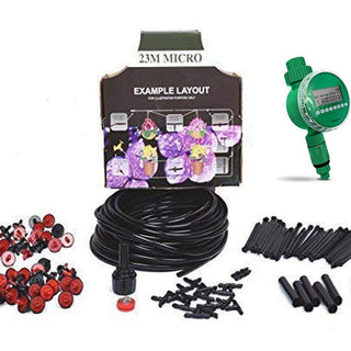 Drip Irrigation- Gardener's Micro Drip Kit for 20 Potted Plants + Watering Timer (Combo)