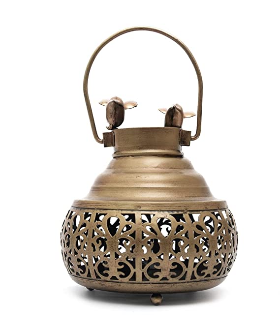 Naturals Export Antique Bird Design Decorative Hanging Lantern/Lamp (Set of 2)