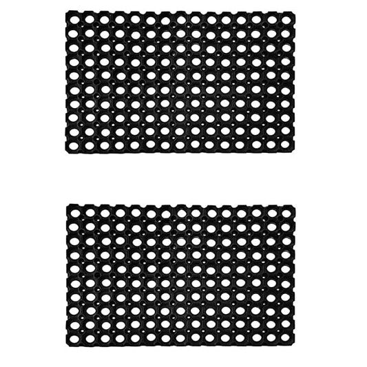 Mats Avenue 22 MM Rubber Outdoor Mat (40x60cm, Black) - Pack of 2