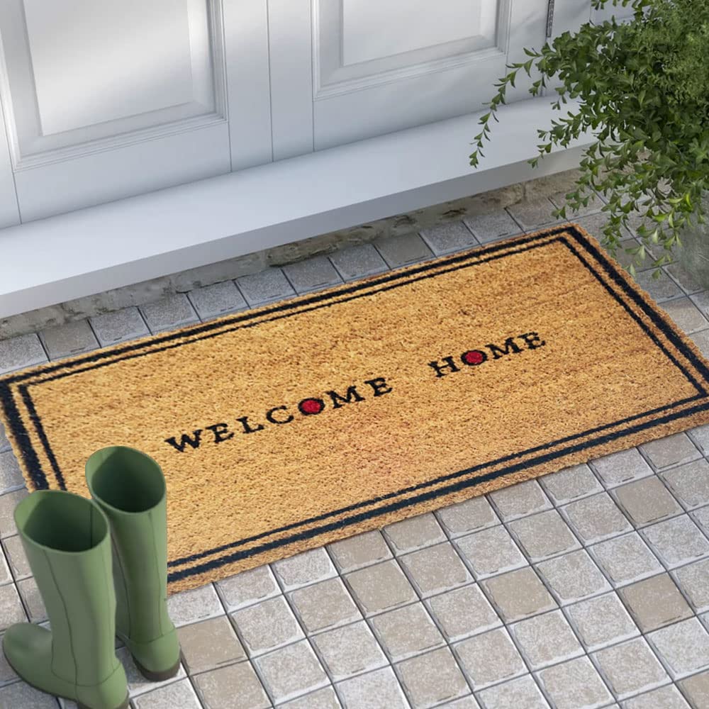 Mats Avenue Welcome Home Theme Coir Big Size Doormat (45x75cm), Brown