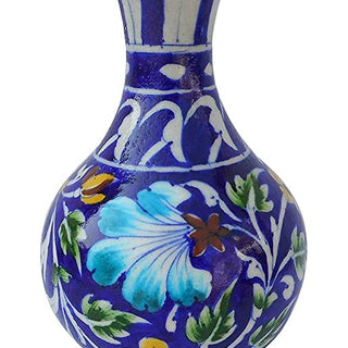 Blue Ceramic Flower Vase (12.5cm x 12.5cm x 20 cm)