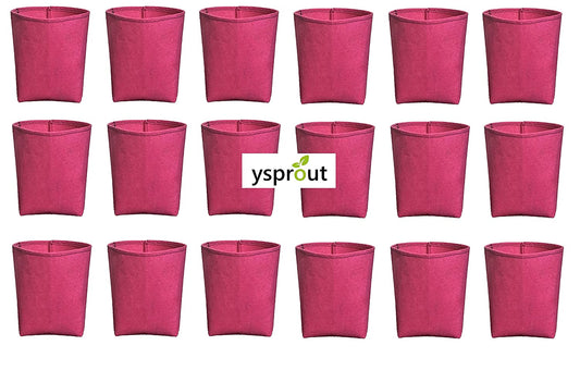Oxypot 140 GSM Geo Fabric Nursery Grow Bags, Dia 6" X Height 6.5" (Pink Colour), Pack of 18