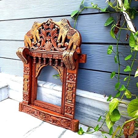 Orbit Art Gallery Hand Crafted Elephant Design Wooden Jharokha (Multicolor) 27 Inches