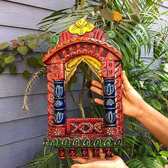 Naturals Export HandPainted Wooden Wall Hanging Jharokha Frame (Multicolor) 16 Inch