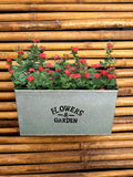 Green Girgit Rectangle 'Flowers & Garden' Double Hook Metal Railing Planter