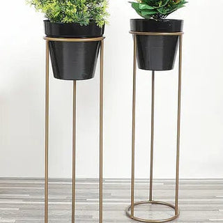 Gold & Black Pot Shape Planter Stand (Set of 2)