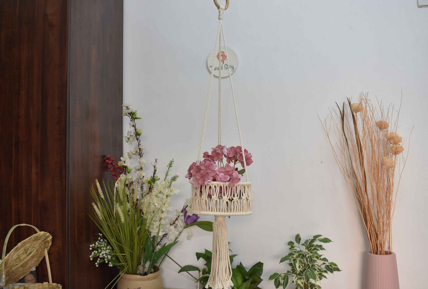 Thread Story Manjusha Macrame Cotton Basket Design Plant Hanger