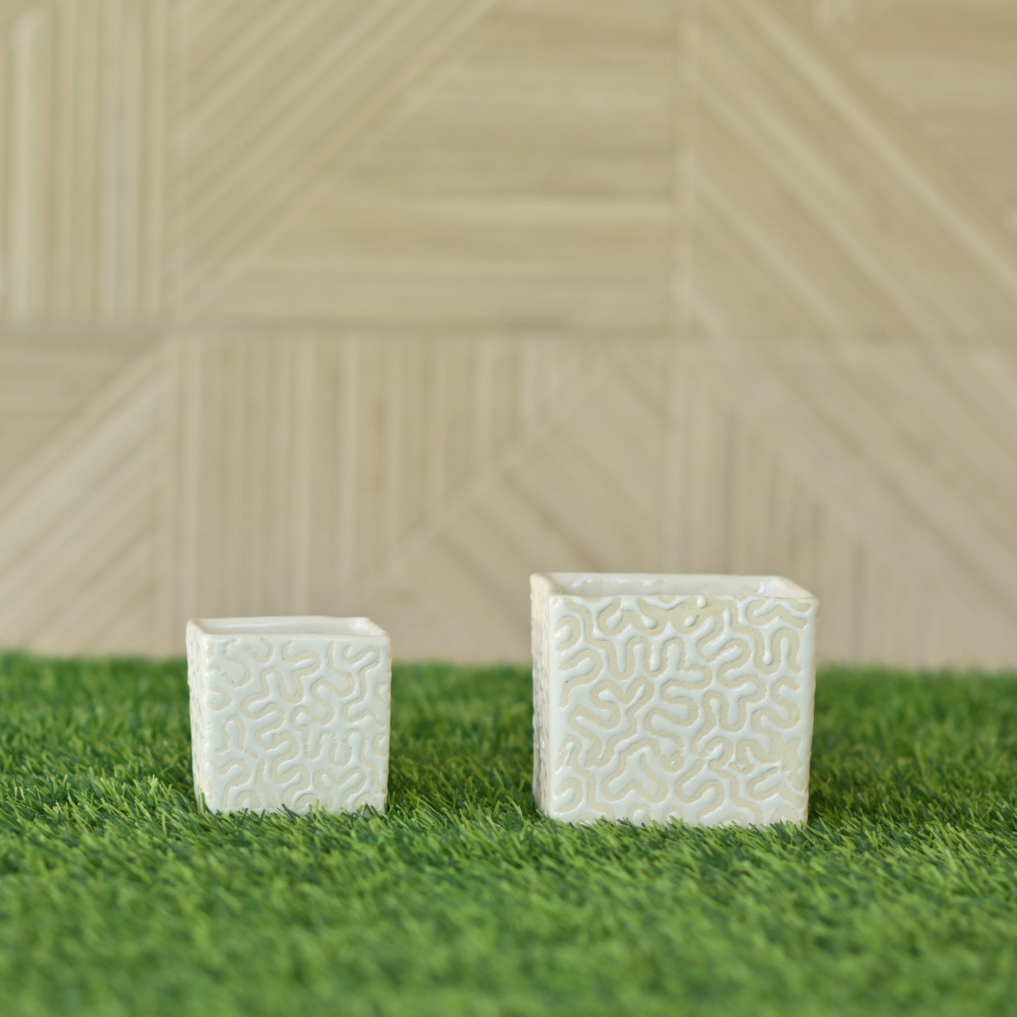 Ceramic Cube 3D Pot (White)