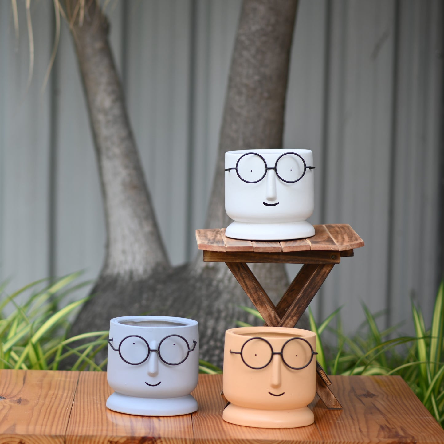 Ceramic Big Face Pot with Spectacles