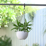 Plastic Rattan Hanging 7.6" Pot With Chain- Set of 4