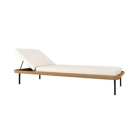 Sun Lounger With White Removable Cushions