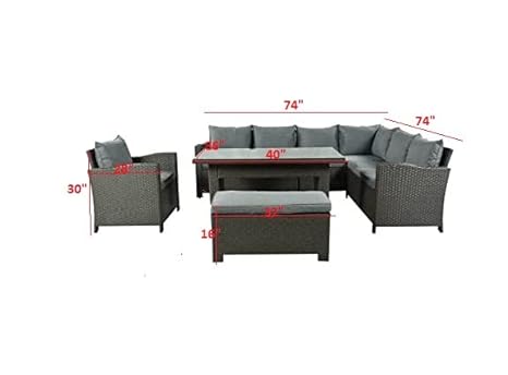 Indoor/Outdoor Sofa Set With Cushion & Glass Table