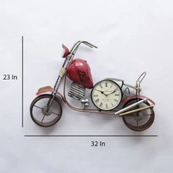 Iron Red Bike with Clock Showpiece
