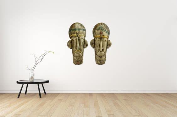 Tribal Mask in Wrought Iron of Man and Woman Wall Décor