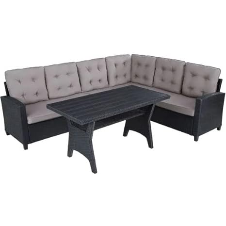 All-Weather HDPE Rattan and Wicker 6 Seater Sofa Set With Table