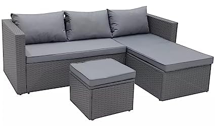 3-Piece Standard Outdoor Sofa Set (1 Three Seater Sofa + 2 ottoman)
