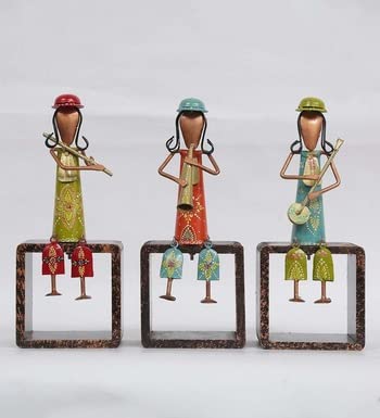 Handcrafted Iron Musician Seated Ladies Miniature figurine