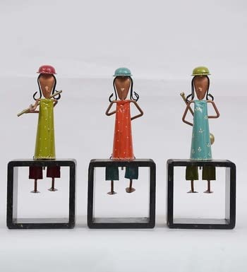Handcrafted Iron Musician Seated Ladies Miniature figurine