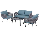 4 Seater outdoor weaving rope patio furniture set