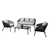 4-Piece Rope Patio Backyard Living Set with Center Table