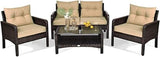Outdoor Rattan Wicker 4 Piece Sofa Set with Cushions