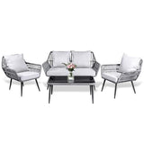 Power Coated Iron Frame & Handwoven 4 Person Seating Sofa set