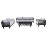 6 Seater Rope Patio Furniture Sofa Set with Center Table