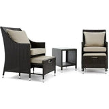 5 Pieces Outdoor Wicker Patio Furniture Set All Weather (2 Chair+ 2 ottoman+ 1 Table)