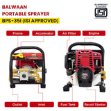 Balwaan ISI Marked Portable Sprayer with 25 Mtr Hose Pipe | BPS-35i