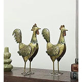 Handcrafted Vibrant Iron Painted Cock Figurine- Set of 2