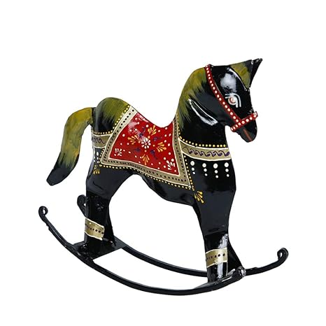 Black Iron Standing Swing Horse Figurine